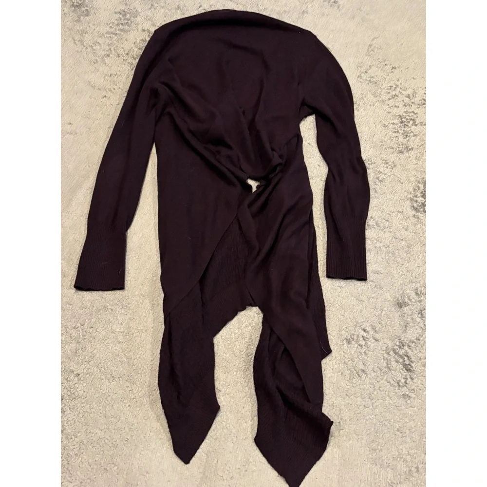 CAbi Drape Front Sugar Plum Cardigan Sweater Womens Large Open Stretch